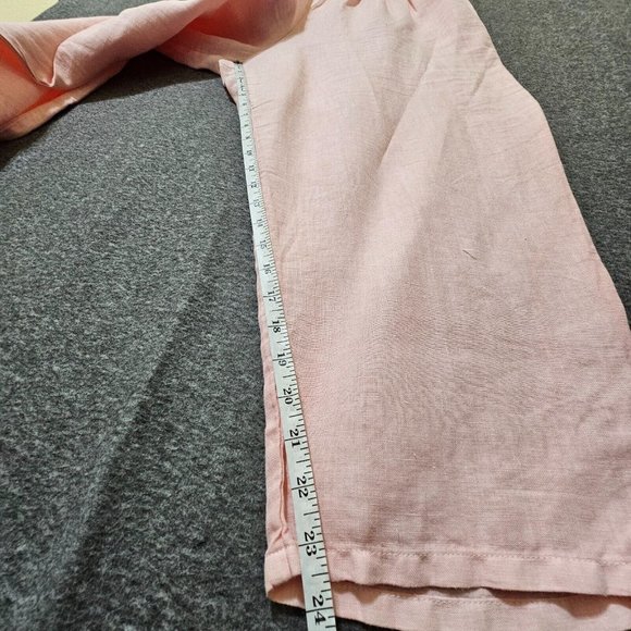 Russ Berens Pants Womens Size Large 100% Linen Pink Elastic Waist Loose Fit - Picture 11 of 15